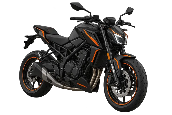 Schwarzes Motorrad mit orangefarbenen Details